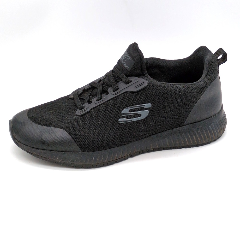 Skechers Shoes Womens Black 9.5 Wide Work Sneakers Slip Resistant Slip On 77222W